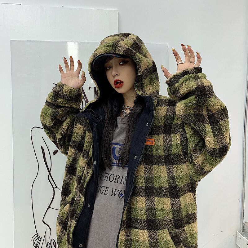 [Style Series]★Outerwear★ Jacket, Unisex, Men's, Can be worn on both sides, Plaid pattern, Hood, Loose, ML, XL