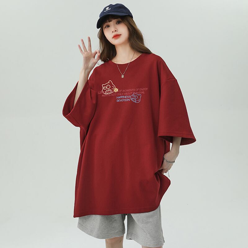 [Wrzb Series]★T-shirt★ Tops 5color Unisex Men's Butterfly Red Gray Black Blue Brown Easy to match