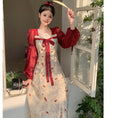 Load image into Gallery viewer, [JIGUJIGU series] ★China style dress★ Switching ribbon, large size, improves temperament, commuting, date, red, red, floral pattern
