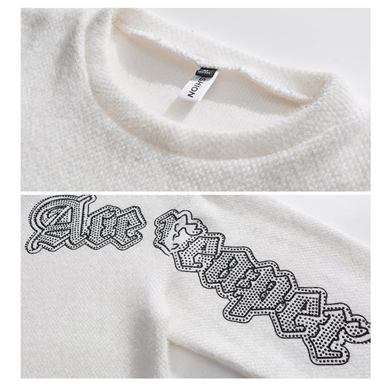 [YOULIN Series]★Sweater★ 2color Tops Casual Unisex Men's Alphabet Black White