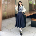 Load image into Gallery viewer, [Dong Xiaojie Series] ★Dress★ Long length, large size, fake layered, diamond shape, switching
