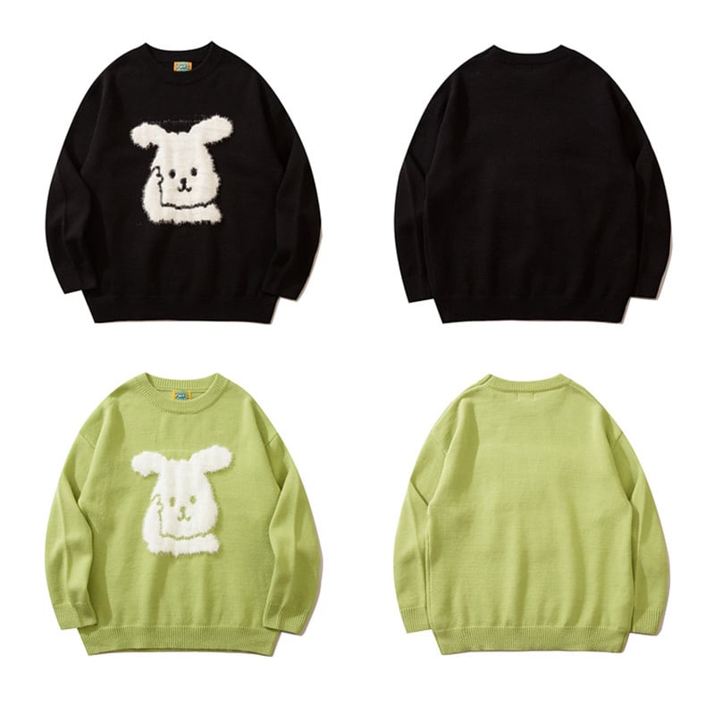 [Satoru Series]★Sweater★ 4color knit tops, brushed lining can be selected, unisex, men's rabbit, rabbit, cute