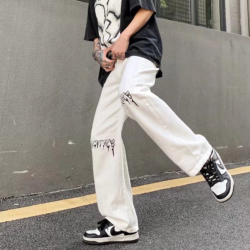 [MGJM Series]★Denim Pants★ 2color Bottoms Trousers Unisex Men's Slimming Black White Easy to match