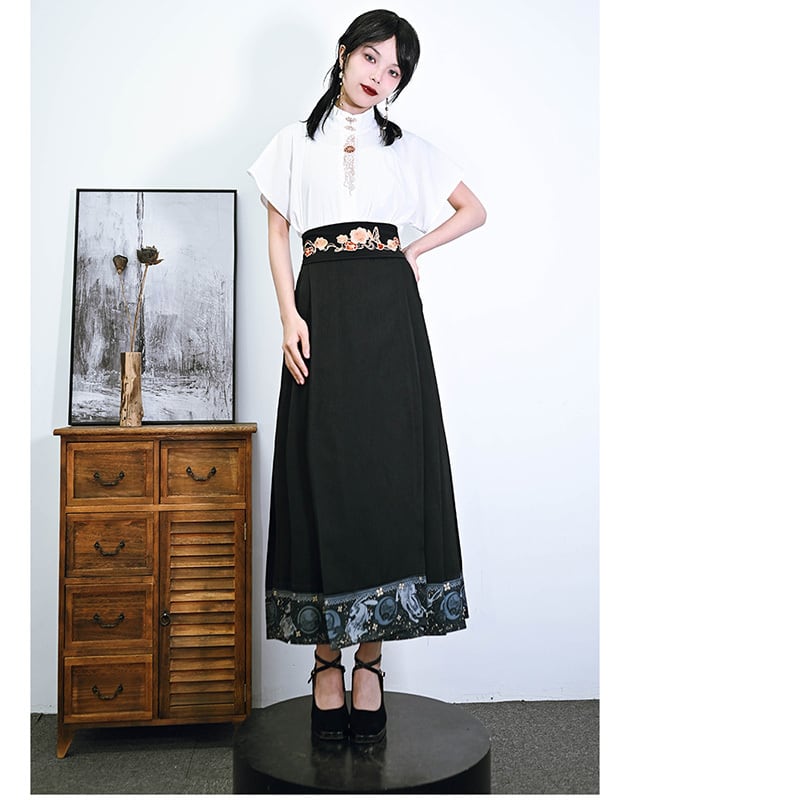 [Ancient monster --- butterfly effect series] ★China style top★ Blazer short sleeve embroidery butterfly short length black black