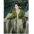 Load image into Gallery viewer, [Az Suna Series] ★Chinese style setup★ 2-piece set Shirt Maki skirt Green Green S M L XL
