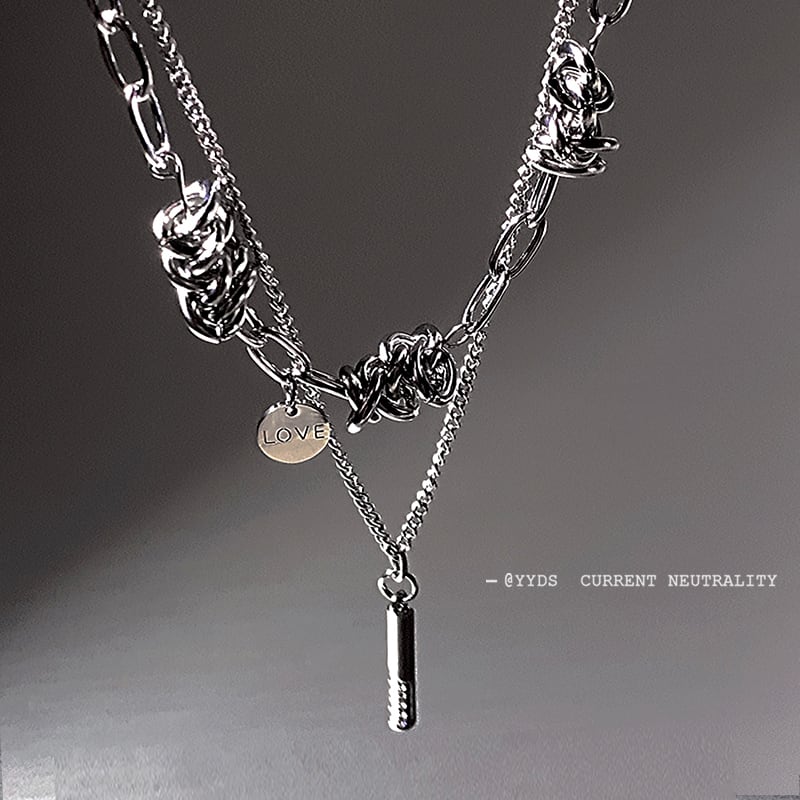 [yyds genderless series] ★Necklace★ Accessory, unisex, double design, ins style, easy to match