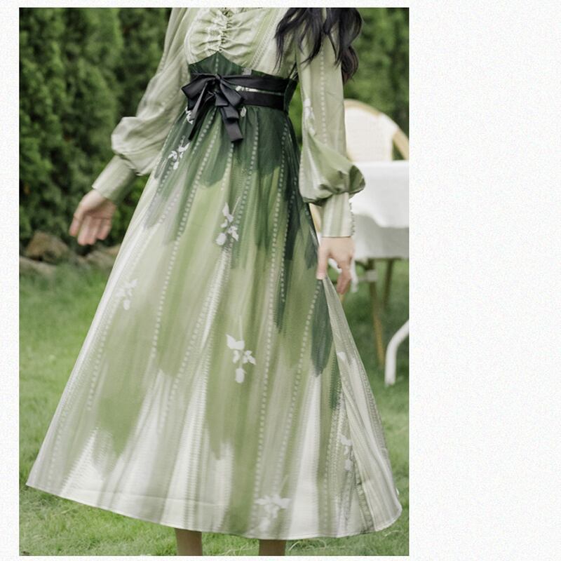 [Treasure Island Series]★Chinese style dress★ Hanfu dress Gradation Green Green SML