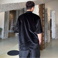 Load image into Gallery viewer, [Coolman Series]★T-shirt★ Tops Unisex Men's Velvet Black Black ML XL Simple
