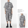 Load image into Gallery viewer, [YIDAO Series]★Shirt dress★ 2color long shirt print retro floral pattern loose blue gray summer clothes
