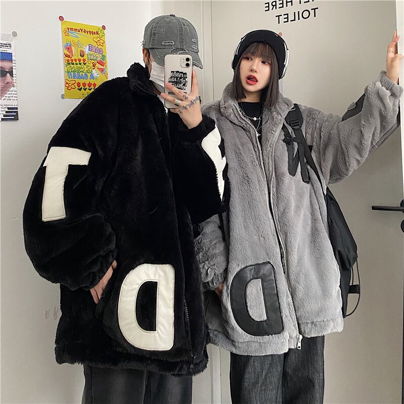 [Style Series] ★Outerwear★ 2color jacket unisex men's thick warm black gray black gray couple clothes