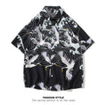 Load image into Gallery viewer, [YISHUO Series]★Shirt★ Tops, short sleeve shirt, unisex, men's, large size, crane pattern print
