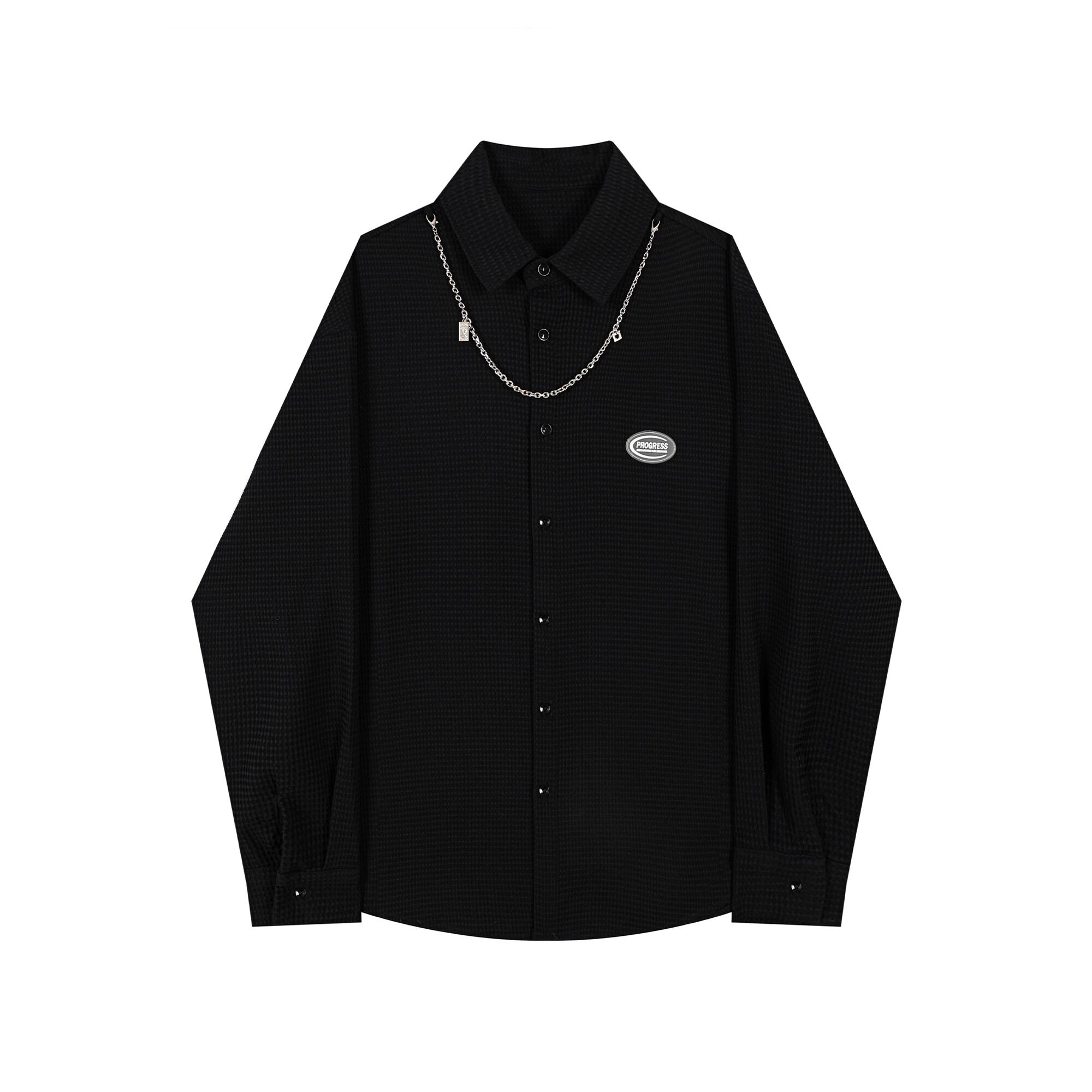 [LHSEN Series]★Shirt★ Tops Long sleeve shirt with chain Casual Unique Easy to match