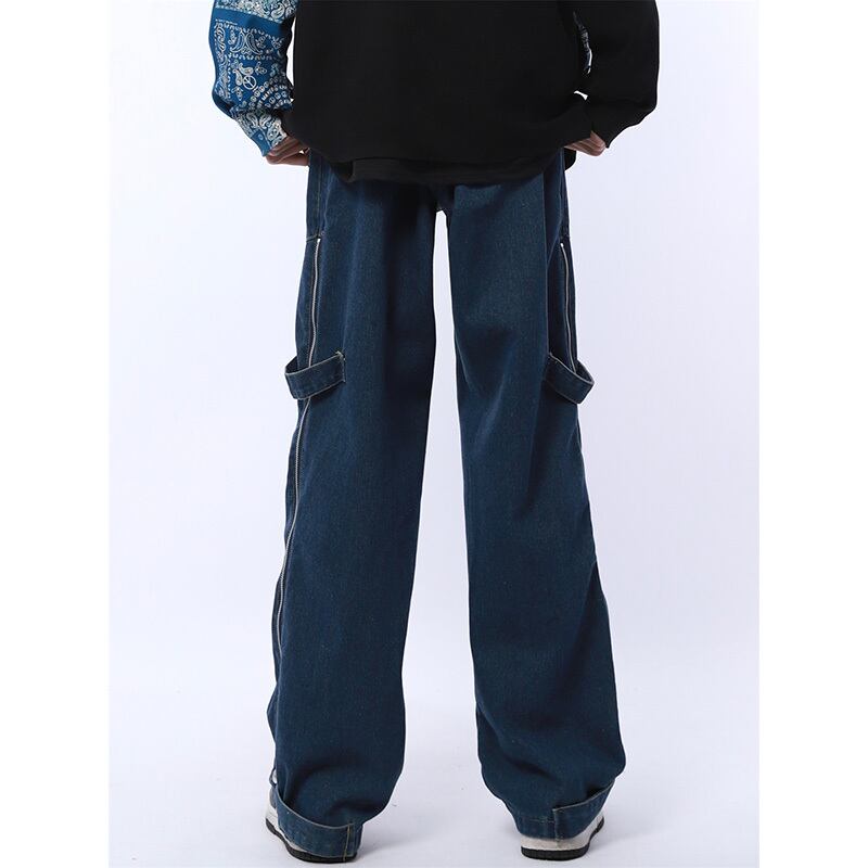 [MGJM Series] ★Denim Pants★ Bottoms Pants Unisex Men's Retro Easy to Match Blue Blue