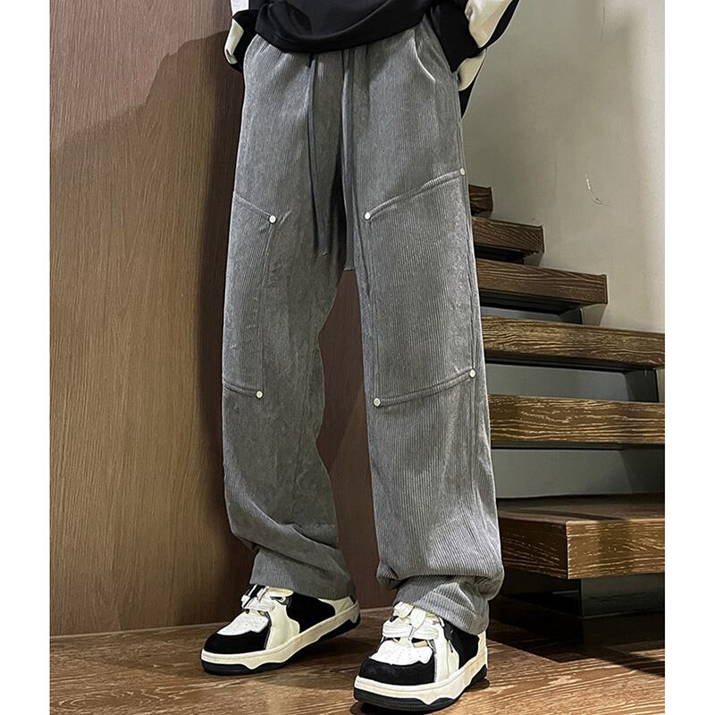 [DFBL Series]★Casual Pants★ 3color Bottoms Trousers Corduroy Unisex Men's Black Coffee Color Gray