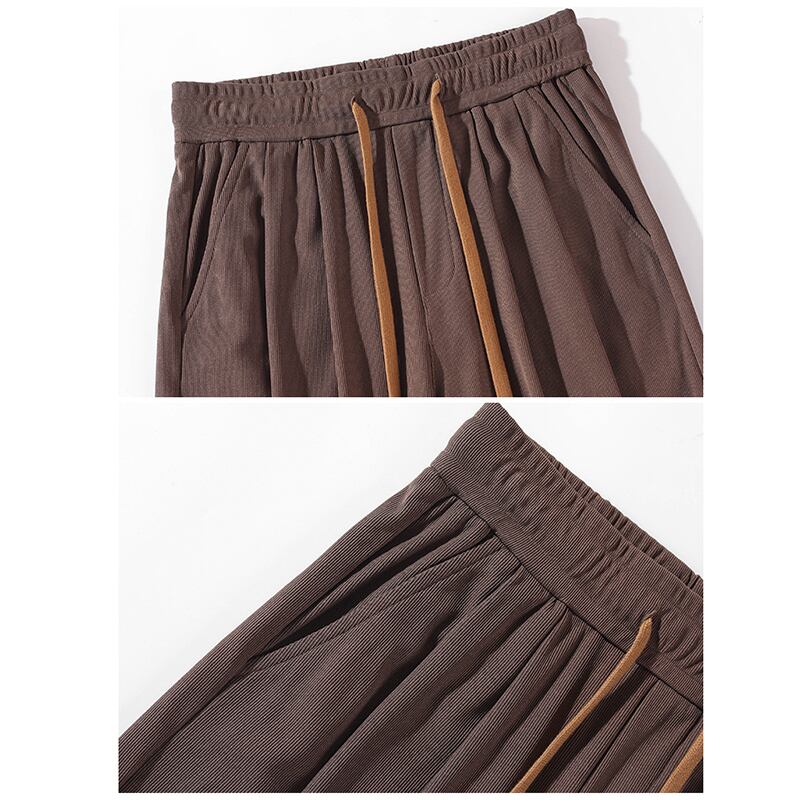 [BIGEMAN Series] ★Pants★ 2color Bottoms Short Length Pants 3/4 Bamboo Unisex Men's Large Size Black Coffee Color