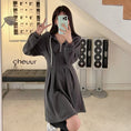 Load image into Gallery viewer, [XIAOCAI Series] ★One Piece★ Parka Dress, Slimming, Large Size, Fashion, Gray, Gray
