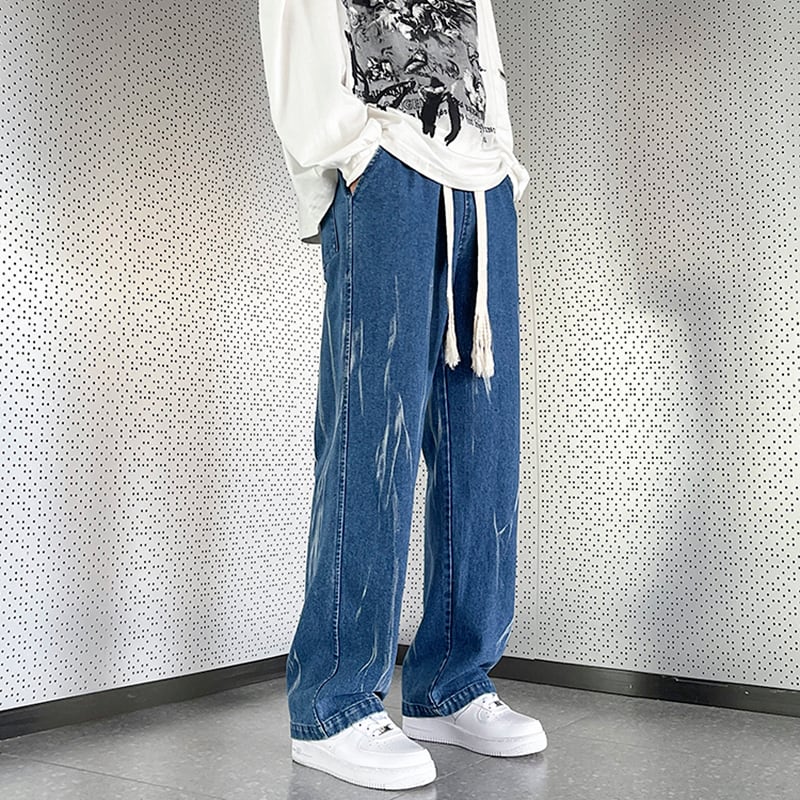 [KADISHOU series] ★Denim pants★ 2color bottoms pants unisex men's fashionable blue black large size