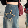 Load image into Gallery viewer, [OURI Series]★Denim Skirt★ Long Skirt Bottoms Large Size Star Star Fashionable Wear
