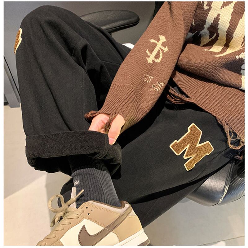 [BIGEMAN Series]★Pants★ 2color Casual Pants Bottoms Brushed Lining Unisex Men's Large Size Brown Black