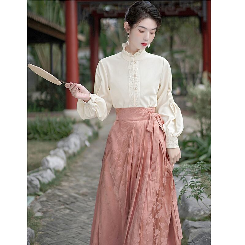 [Az Suna Series] ★Chinese style skirt★ Bottoms Maki skirt Chinese elements Chinese clothing Pink SML Improves temperament