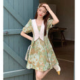 Load image into Gallery viewer, [MEIYI Series] ★One Piece★ Large Size Switching Cute Oil Painting Style Summer Clothes Summer Dress Date Photography Commuting Green Floral Pattern
