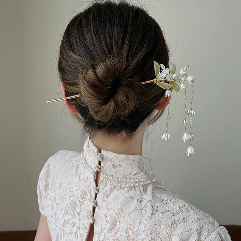 [Liaoyuan Series] ★Chinese style hair ornament★ 1 hairpin, old-fashioned women's accessories, lily of the valley, bell orchid, fringe