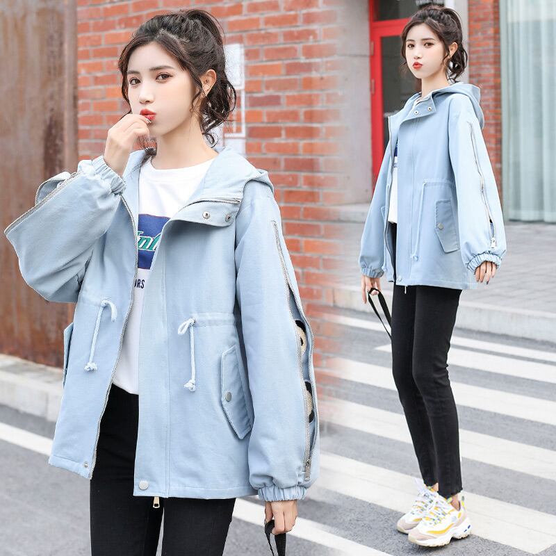 [QIZHI Series]★Jacket★ 3color Outer Panda with Hat Cute Casual Black Beige Blue