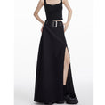 Load image into Gallery viewer, [EDX Series]★Skirt with belt★ 2color bottoms long skirt black gray high-looking slit fashionable
