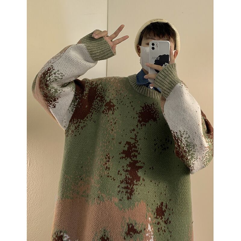 [GUOCHAO Series]★Sweater★ 2color Tops Christmas New Year Snowman Unisex Men's Red Green