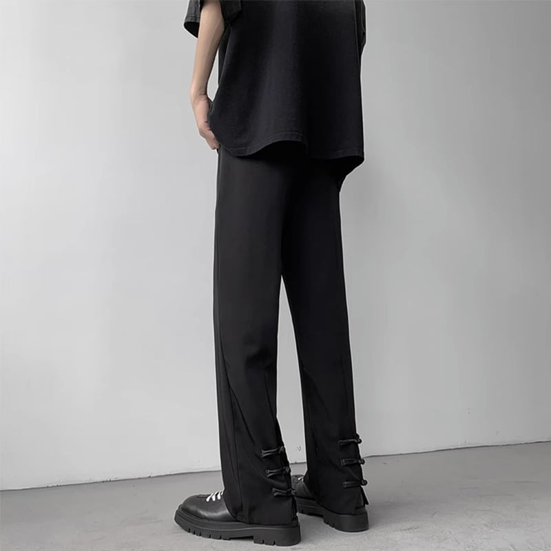 [YOULIN Series]★China-style pants★Casual pants, unisex, men's, cool, unique, black, Chinese buttons