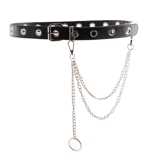 [beltgeek series] ★Belt with chain★ 3 types selection Unisex Men's Easy to match Harajuku style PU alloy