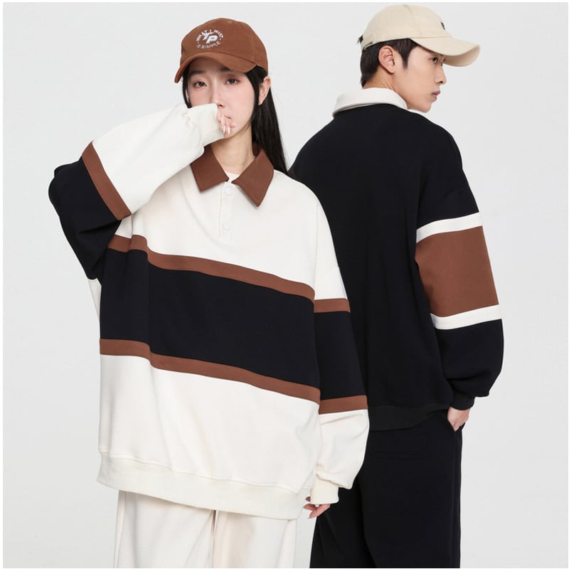 [DLSJ Series] ★Tops★ 4color POLO neck Unisex Men's long sleeve tops Color scheme Spring clothes Autumn clothes Easy to match