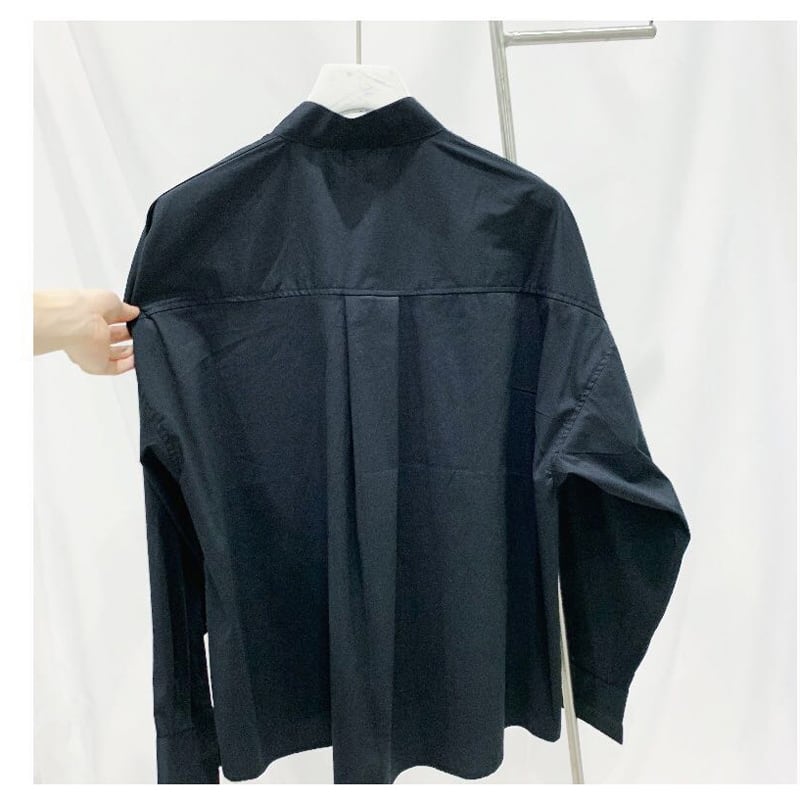 [SHUAIBEN Series]★Shirt★ Tops Unisex Men's Simple High Neck Plain Black White