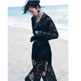 Load image into Gallery viewer, [Big Blue Dragon Series] ★Chinese style dress★ Lace openwork sexy switching black black
