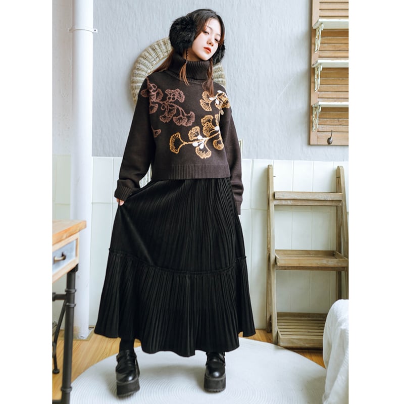 [Kokaisha --- Leaf Collection Series] ★China style sweater★ Tops, thick, warm, short length, easy to match