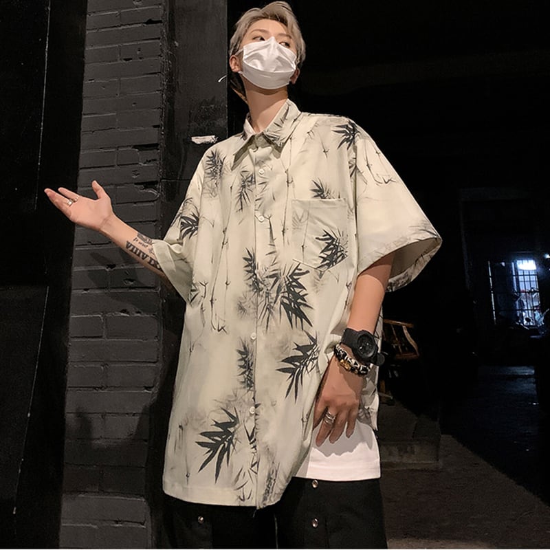 【圖鑑系列】★中國風襯衫★ 竹子圖案上衣 中性男士 ML XL 2XL 3XL