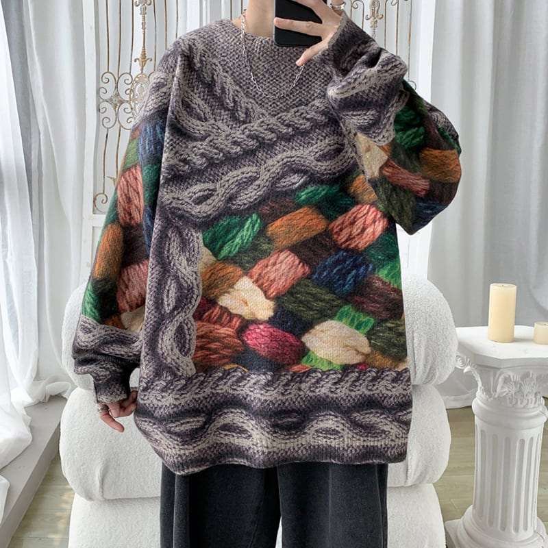 [Tetsusho Series]★Sweater★ Tops Unisex Men's Large Size Round Neck Easy to Match