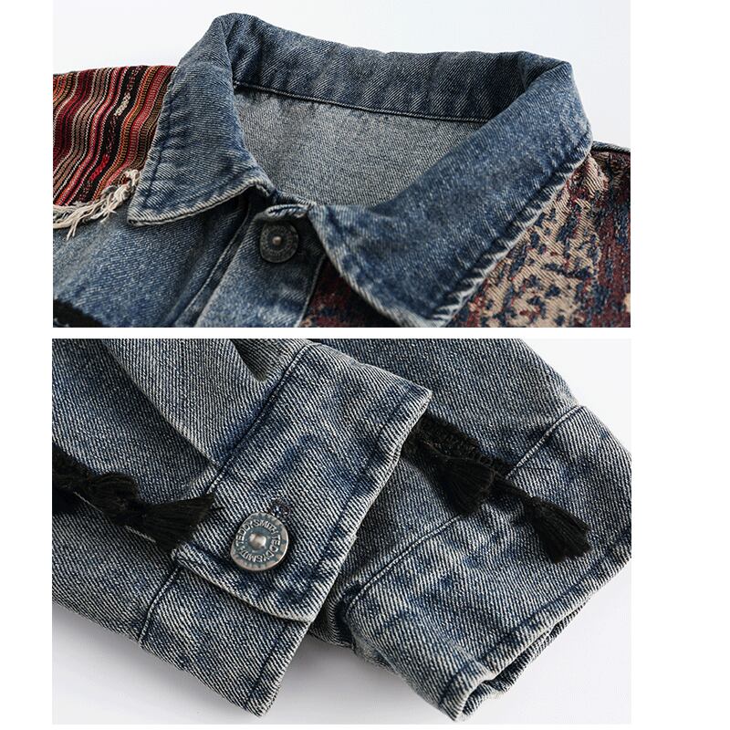 [Satoru Series]★China style jacket★ 2color denim jacket outerwear unisex men's ethnic switching