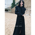 Load image into Gallery viewer, [Big Blue Dragon Series] ★China style skirt★ Bottoms Chinese button slit slimming black black
