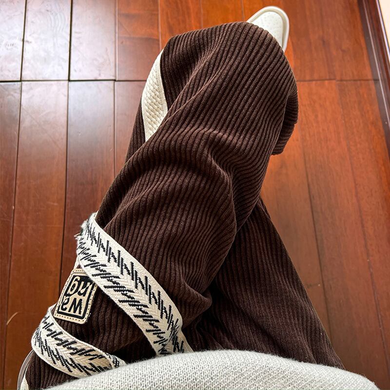 [Du Fung Series] ★Casual Pants★ 3color Bottoms Unisex Men's Corduroy Vertical Stripes Black Beige Coffee Color