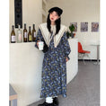 Load image into Gallery viewer, [LLJ Series]★One piece★ Floral pattern dress, long length, cute collar, switching blue, blue, stylish
