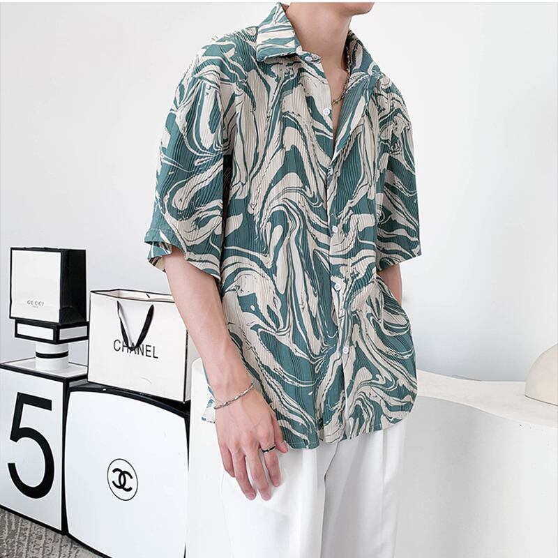 [ZHUIYI Series]★Shirt★ 4color Tops Unisex Men's Large Size Cool Easy to Match Aloha Shirt