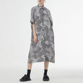 Load image into Gallery viewer, [YIDAO Series]★Shirt dress★ 2color long shirt print retro floral pattern loose blue gray summer clothes
