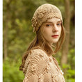 Load image into Gallery viewer, [Flower Series]★Hat★ 4color Cap Knitting Ladies Fashion Beige Light Brown White Black
