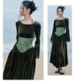 Load image into Gallery viewer, [Big Blue Dragon Series] ★China style dress★ Switching velvet bamboo embroidery green sexy
