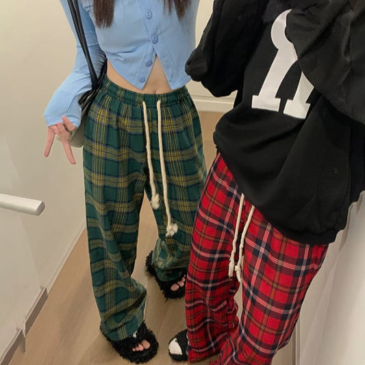 [MEIMEI Series]★Pants★ 2color Casual Pants Bottoms Plaid Pattern Green Red Green Red