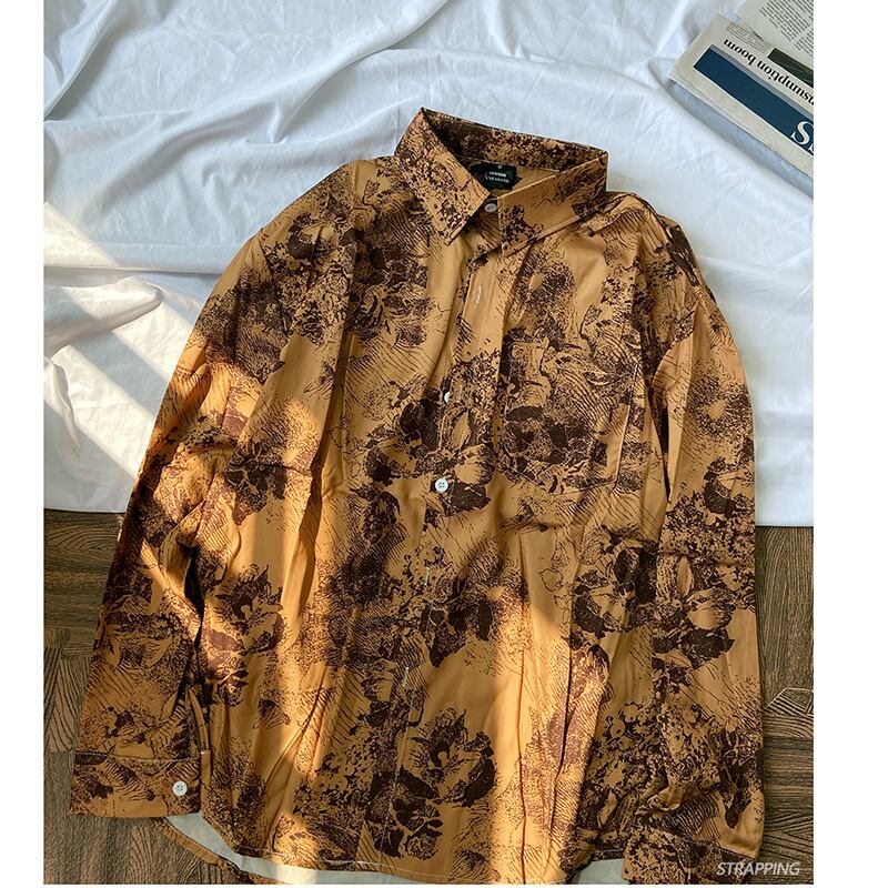 [STRAPPING Series]★Shirt★ Tops Print Unique Casual Floral Pattern Unisex Men's ML XL 2XL Spring Clothes Autumn Clothes Thin