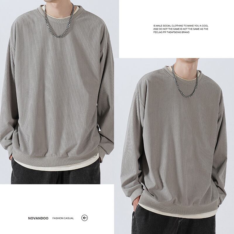 [NOVANDOO Series] ★Tops★ 4color Unisex Men's Corduroy Brown Black Gray Beige