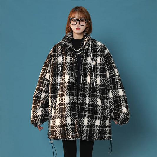 [Morimoto Series] ★Winter Coat★ Cotton Coat 2 Colors Thick Warm Unisex Men's Cold Protection Plaid Pattern Blue Black