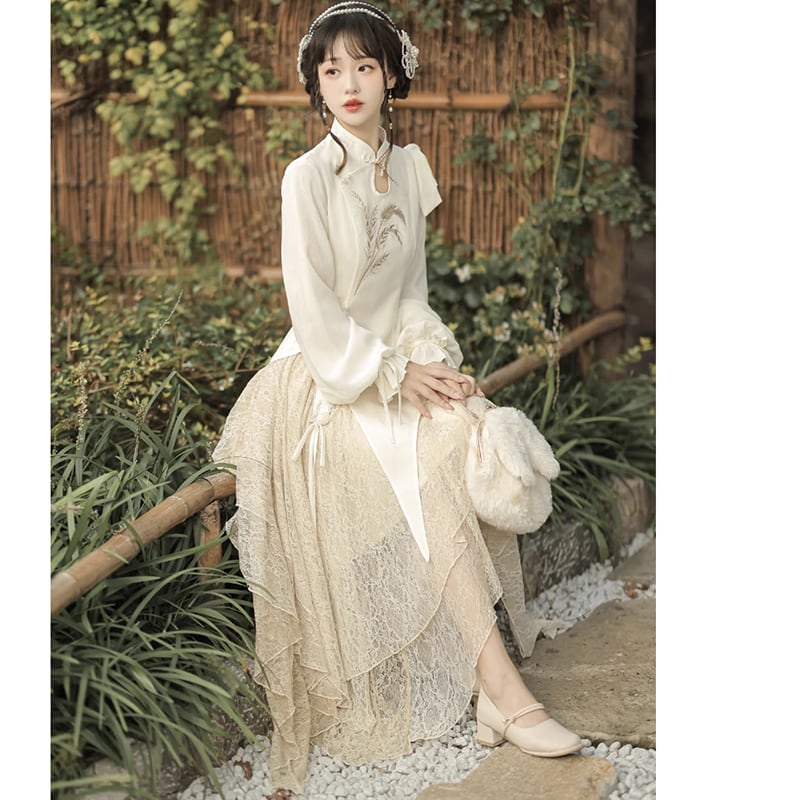 【塵煙雲夢シリーズ】★チャイナ風セットアップ 単品注文★ トップスorスカート 中華服 可愛い ワンピース